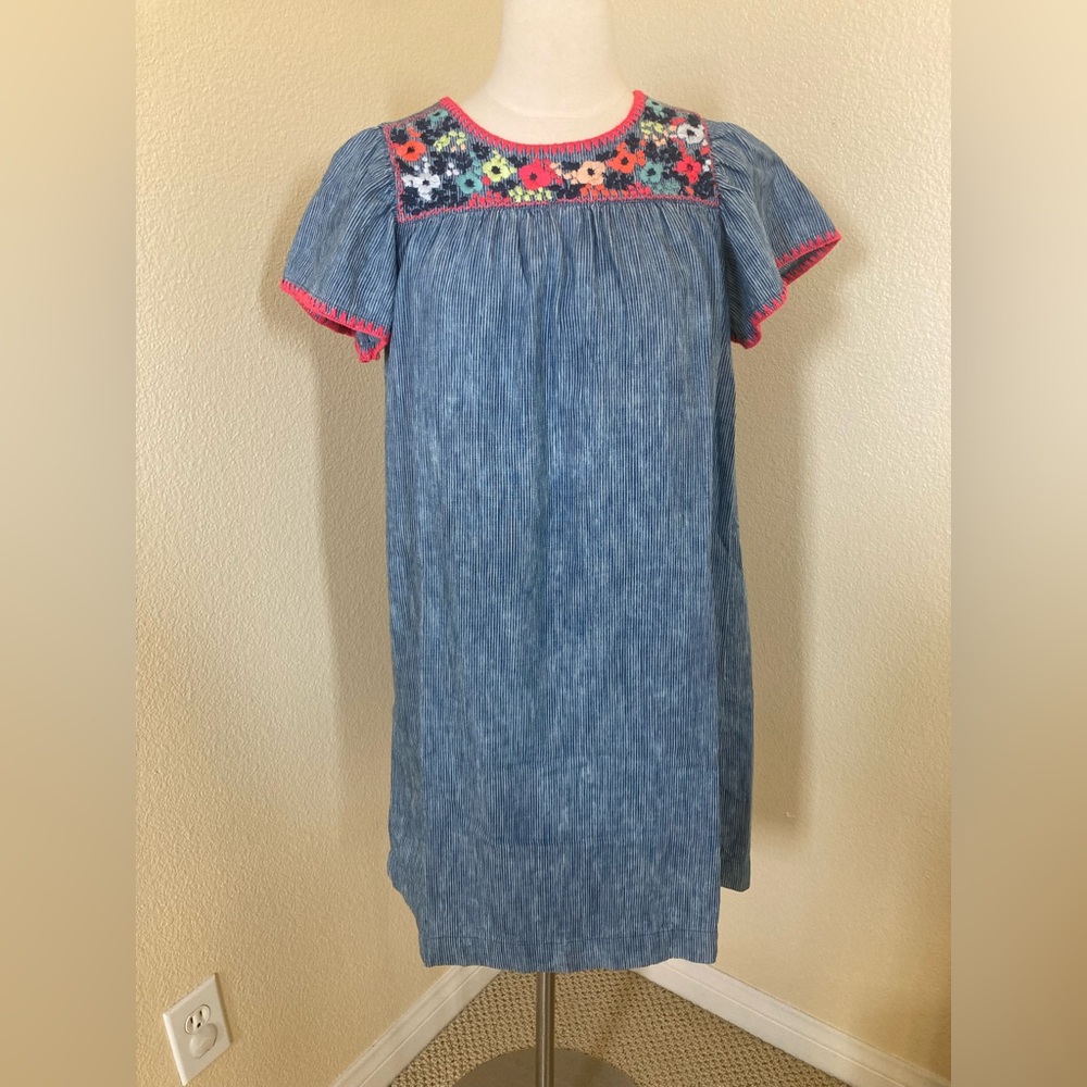 J. Crew Crewcuts girl’s Mexican style embroidery blue pink dress Girl’s size 16